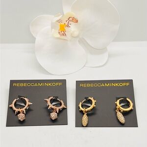 Brand New, Rebecca Minkoff Gold & Rose Gold Tone Earring Set Of 2